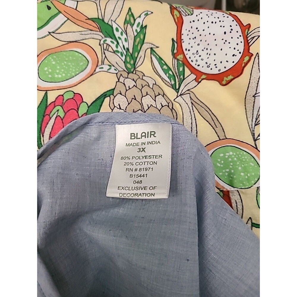BLAIR Women's Blue Chambray Shirt Embroidered 3x Light Boho Pheasant Lovely - Picture 8 of 9